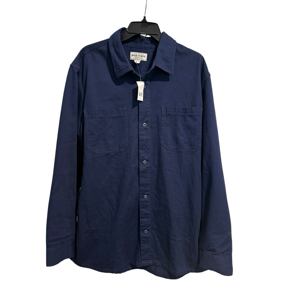 Gap Work-Force Men's Size XL Twill Shirt Jacket Navy Blue New Rugged #CD7-1